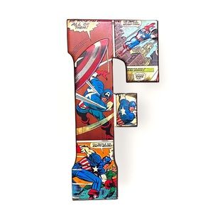 Marvel Heroes Captain America Embossed Tin Letter “F” by Open Roads Brands